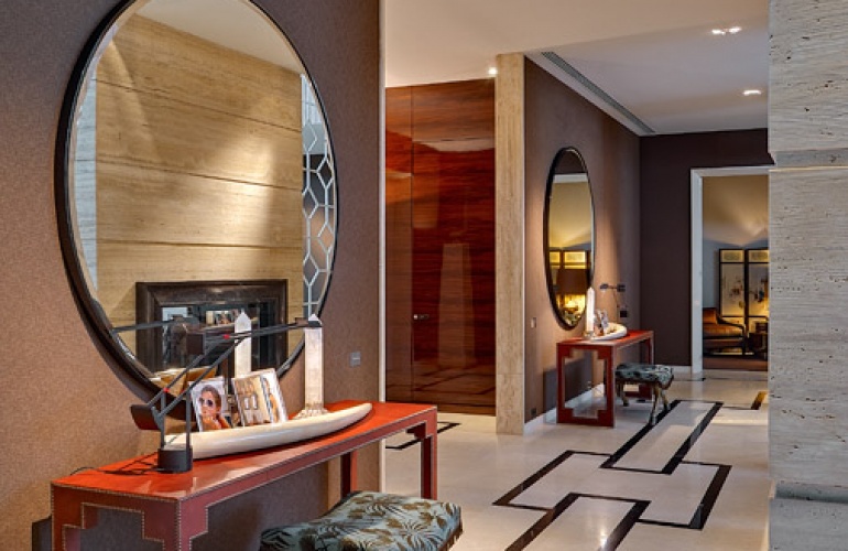 Pavimento Limestone e M�rmore Negro Marquina